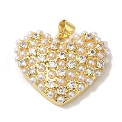 Rack Plating Brass Micro Pave Cubic Zirconia Pendants KK-P272-06G-1