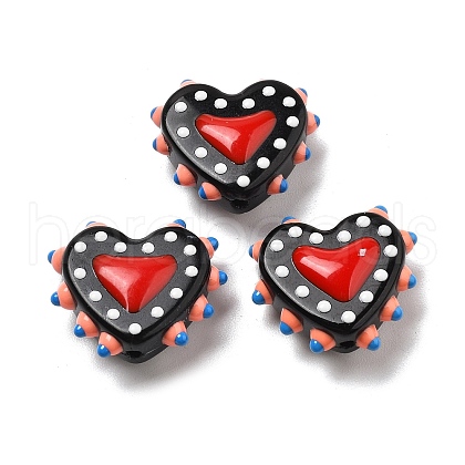 Handmade Lampwork Bumpy Beads Heart X-LAMP-V001-07F-1