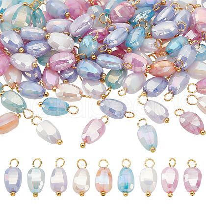 100Pcs Opaque Baking Painted Crackle Glass Melon Seed Charms PALLOY-HY00013-1