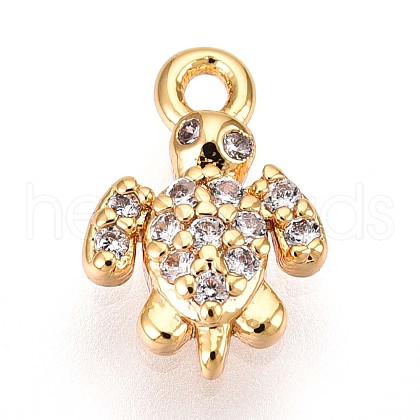 Brass Micro Pave Clear Cubic Zirconia Pendants KK-T075-51G-1