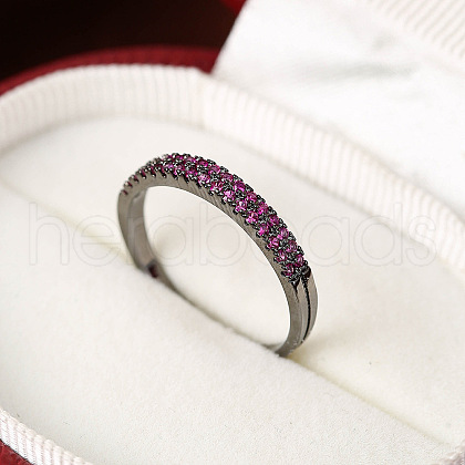 Brass Micro Pave Cubic Zirconia Finger Rings for Women FS-WG59B22-18-1