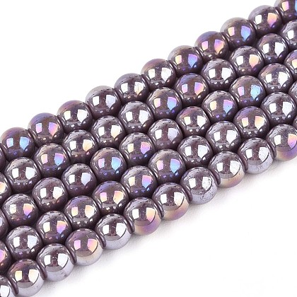 Electroplate Opaque Glass Beads Strands GLAA-T032-P4mm-AB15-1
