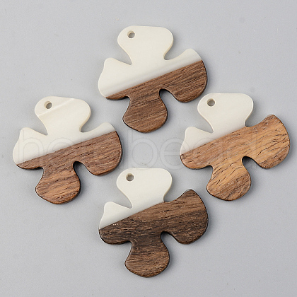 Opaque Resin & Walnut Wood Pendants RESI-S389-052B-C04-1