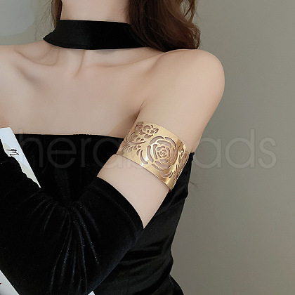 Rose Pattern Alloy Upper Arm Open Cuff Bangles WG9CF3D-01-1