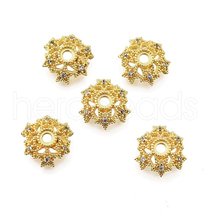 Star Brass Micro Pave Cubic Zirconia Bead Caps KK-K300-05C-G-1