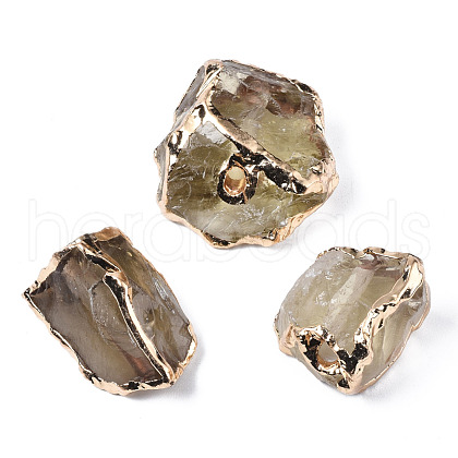 Plated Natural Lemon Quartz Beads G-T133-18-1