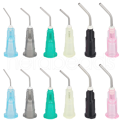 Unicraftale 120Pcs 6 Styles Bent Tip Plastic with 304 Stainless Steel Fluid Precision Blunt Needle Dispense Tips KY-UN0001-05-1