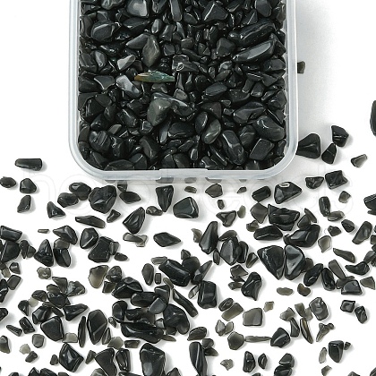 50G Natural Black Tourmaline Chip Beads G-YW0001-67-1