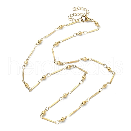 Ion Plating(IP) 304 Stainless Steel Bar Link Chain Necklaces for Women NJEW-D052-02G-1