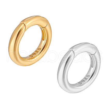   2Pcs 2 Colors 925 Sterling Silver Spring Gate Rings FIND-PH0022-62-1