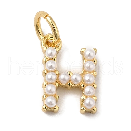 Rack Plating Brass with ABS Plastic Imitation Pearl Charms KK-B092-30H-G-1