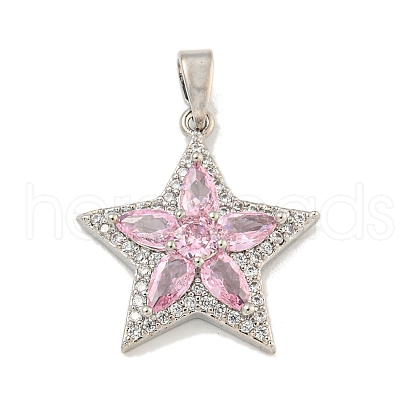 Star Rack Plating Brass Cubic Zirconia Pendants KK-M291-10P-1