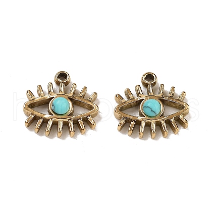 Ion Plating(IP) 304 Stainless Steel Pave Synthetic Turquoise Eye Charms STAS-U014-06A-02-1