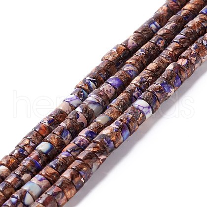 Assembled Synthetic Bronzite and Imperial Jasper Beads Strands G-I318-03A-1