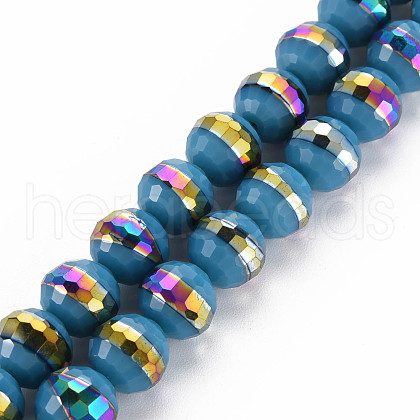 Electroplate Opaque Solid Color Glass Beads Strands EGLA-N006-031-B01-1