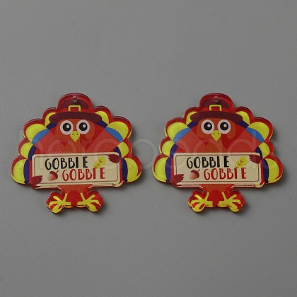 Thanksgiving Day Opaque Acrylic Pendants SACR-WH0006-22A-1