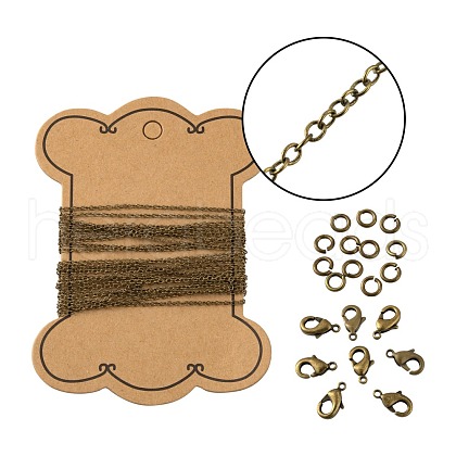DIY 3m Oval Brass Cable Chains Necklace Making Kits DIY-FS0001-21AB-1