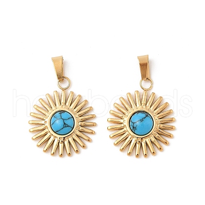 304 Stainless Steel Sun Pendants STAS-L280-24G-1