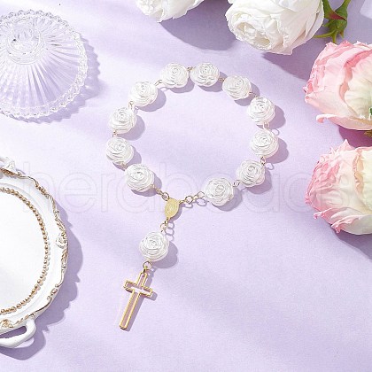 Tibetan Style Alloy Cross  Charm Bracelets BJEW-JB11774-1