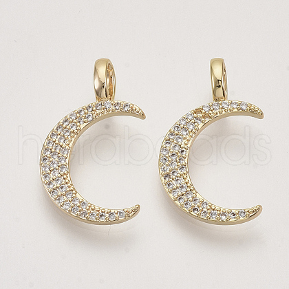 Brass Micro Pave Cubic Zirconia Pendants X-KK-T048-044G-NF-1