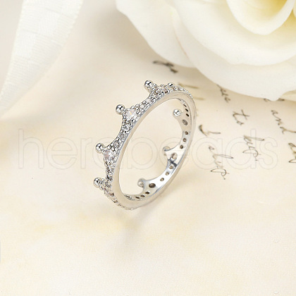 Crown Brass Micro Pave Clear Cubic Zirconia Finger Rings for Women FS-WG9962F-05-1