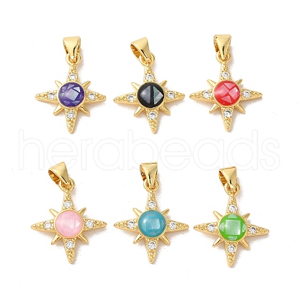 Rack Plating Brass Cubic Zirconia Pendants KK-K385-66G-1