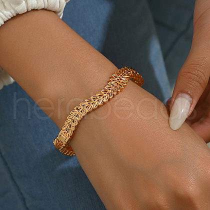 Middle Eastern Style Leaf Brass Bangles for Women QP3083-1
