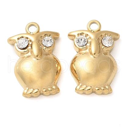 304 Stainless Steel with Rhinestone Pendants STAS-Q345-42G-1