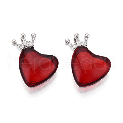 Brass Micro Pave Clear Cubic Zirconia Pendants KK-N264-01P-1