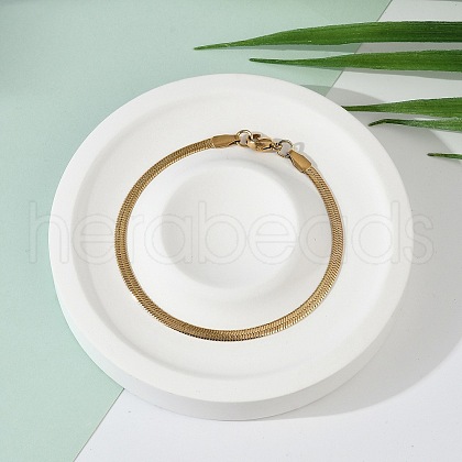 Ion Plating(IP) 304 Stainless Steel Herringbone Chain Bracelets BJEW-P236-15G-1