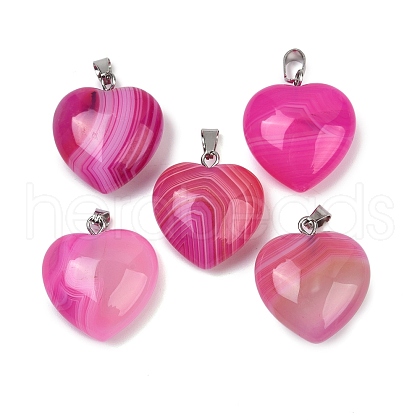Dyed Natural Banded Agate Pendants G-G202-08C-1