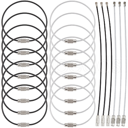 SUNNYCLUE 40Pcs 2 Colors Heavy Duty 304 Stainless Steel Wire Cable Keychains FIND-SC0012-02-1