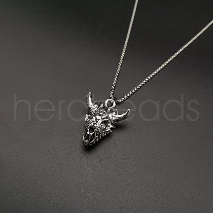 Alloy Ruby Rhinestone Pendant 667 Stainless Steel Chain Necklaces FS-WG7010E-01-1