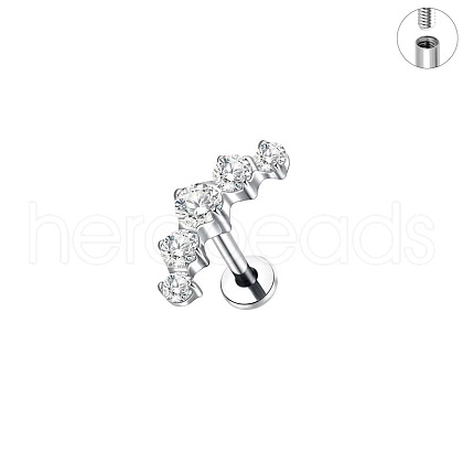 G23 Titanium Micro Pave Clear Cubic Zirconia Cartilage Earrings WG0DE3D-01-1