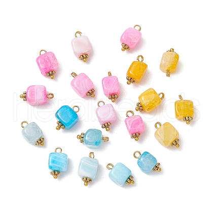 Dyed Natural Agate Cube Charms PALLOY-JF03963-1