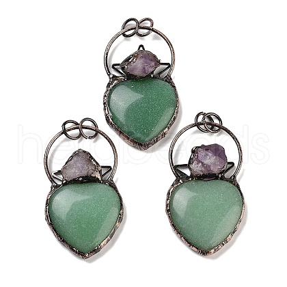 Natural Green Aventurine & Amethyst Big Pendants G-A221-04G-1
