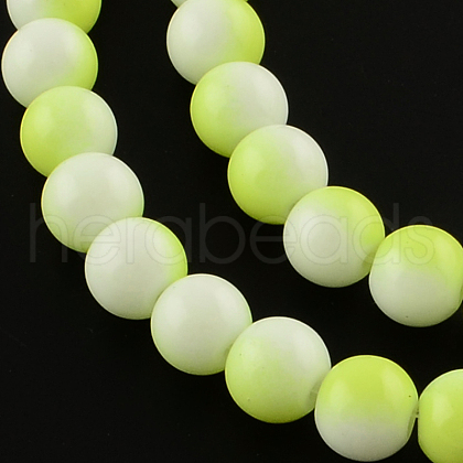 Two-Color Baking Painted Glass Bead Strands DGLA-R050-8mm-22-1
