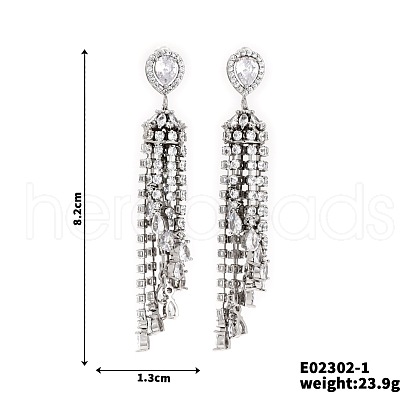 Fashionable Shiny Elegant Women's Stud Earrings withl Rhinestones and Tassels AK3699-1