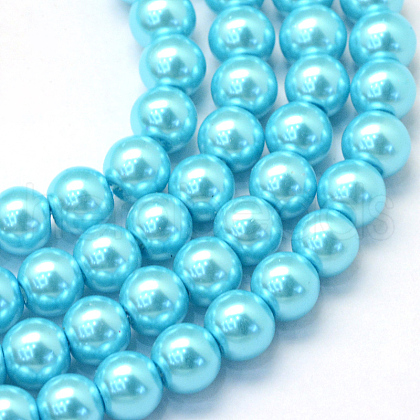 Baking Painted Pearlized Glass Pearl Round Bead Strands X-HY-Q330-8mm-48-1