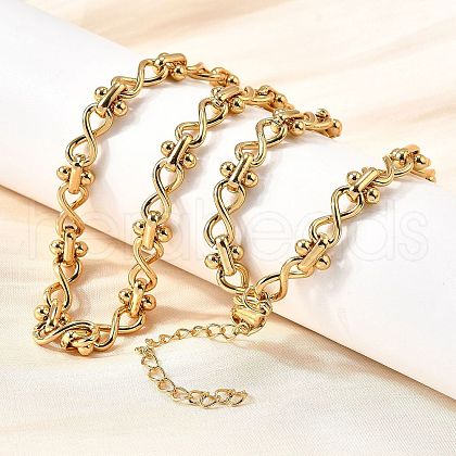 304 Stainless Steel Oval Infinity Link Chain Necklaces for Women Men NJEW-K249-20B-G-1