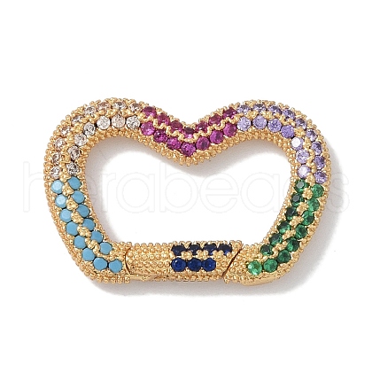 Rack Plating Brass Micro Pave Cubic Zirconia Twister Clasps KK-NH0002-11G-02-1