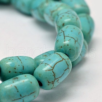 Dyed Barrel Synthetic Turquoise Beads Strands X-G-M142-05-1