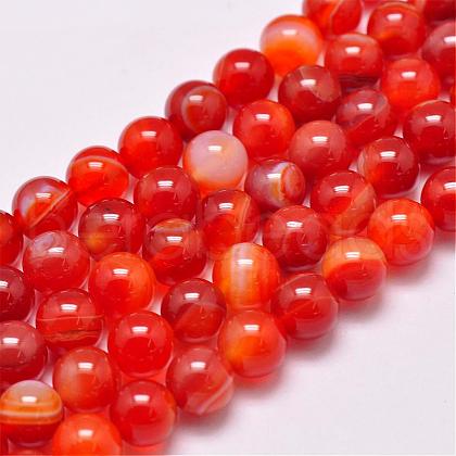 Natural Striped Agate/Banded Agate Bead Strands G-G962-6mm-14-1