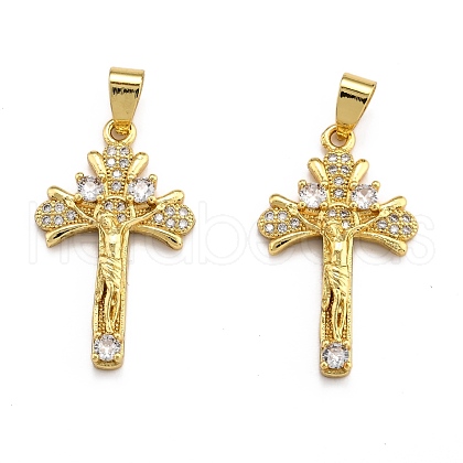 Brass Micro Pave Clear Cubic Zirconia Pendants ZIRC-J025-49G-1