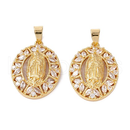 Brass Micro Pave Clear Cubic Zirconia Pendants ZIRC-M116-19G-1