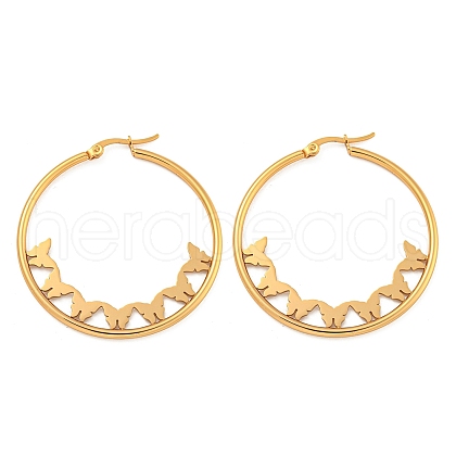 304 Stainless Steel Huggie Hoop Earrings EJEW-P282-01B-G-1
