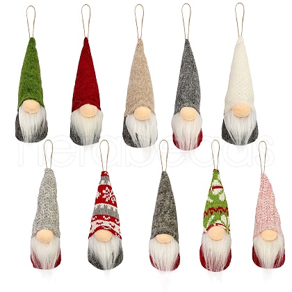 2 Sets 2 Style Cloth Christmas Doll Pendant Decorations HJEW-SZ0001-09-1