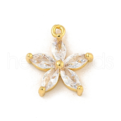 Rack Plating Brass Clear Cubic Zirconia Pendants KK-P277-21G-1