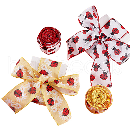 Gorgecraft 2 Rolls 2 Patterns Insect Theme Polyester Ribbon OCOR-GF0002-58B-1