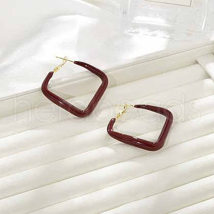 Brass Rhombus Hoop Earrings EJEW-A121-12D-G-1